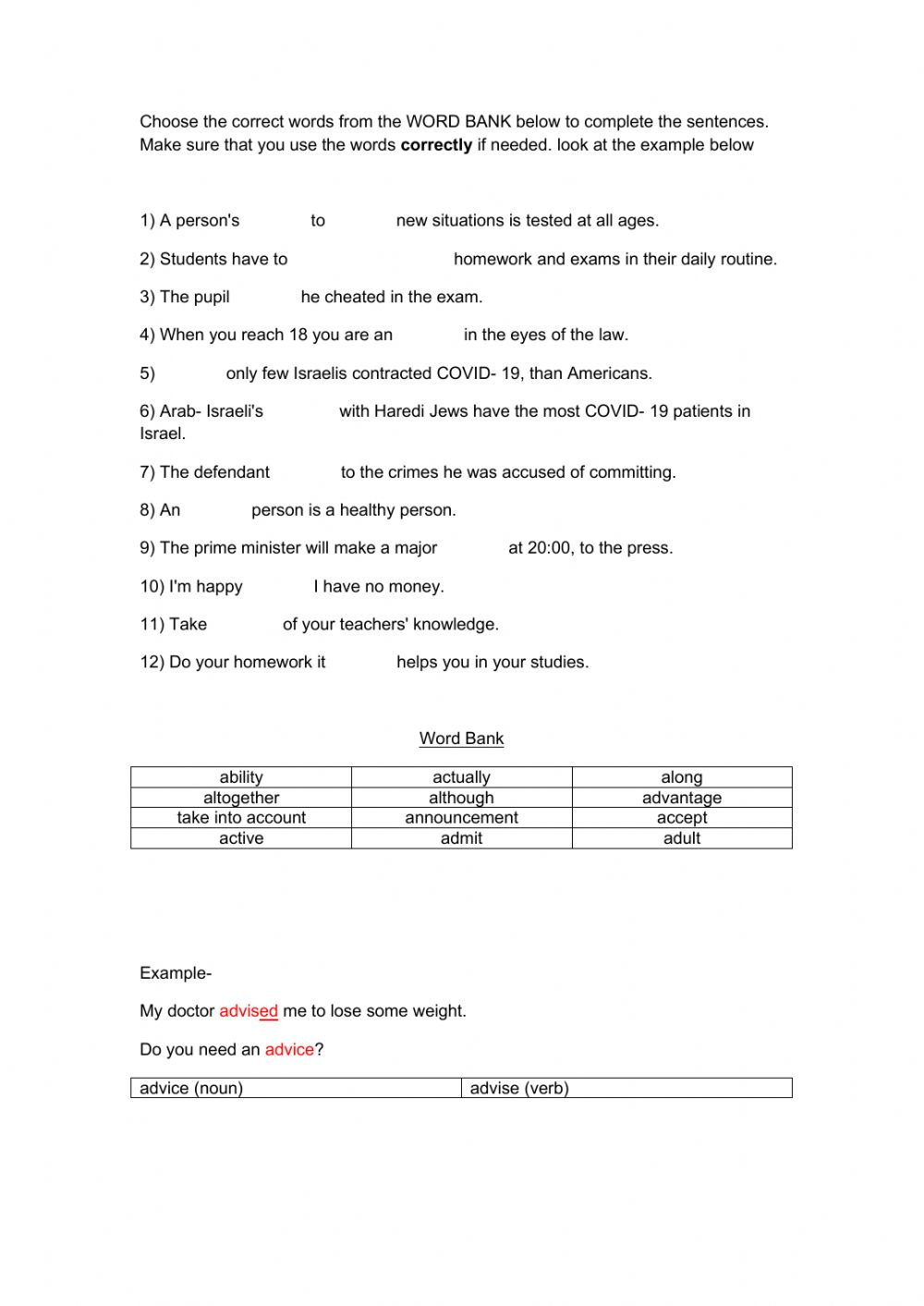 10th Grade Grade 10 English Worksheets With Answers