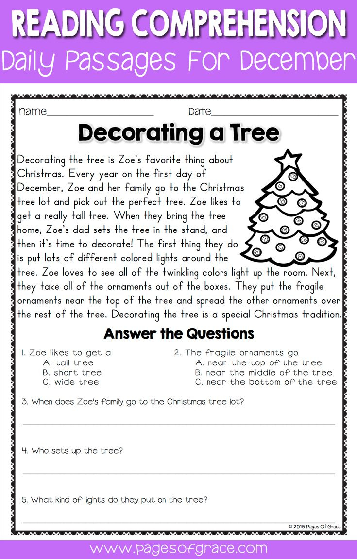 3rd Grade Christmas Language Arts Worksheets AlphabetWorksheetsFree