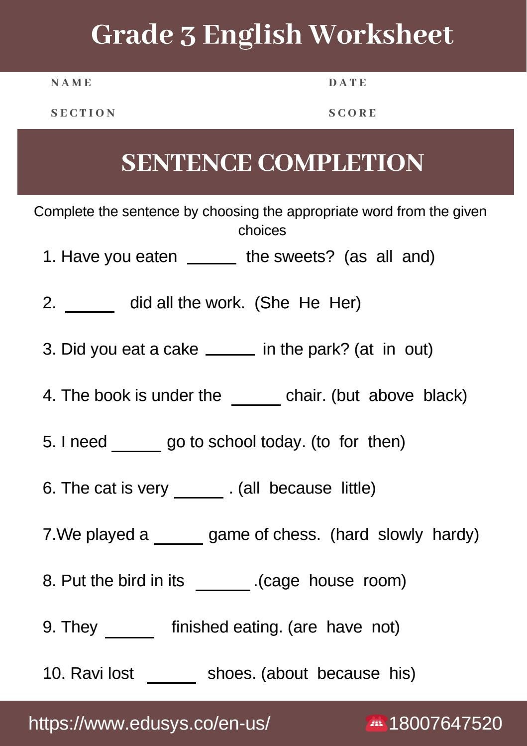 3rd Grade English Grammar Worksheet Free Pdf By Nithya Issuu
