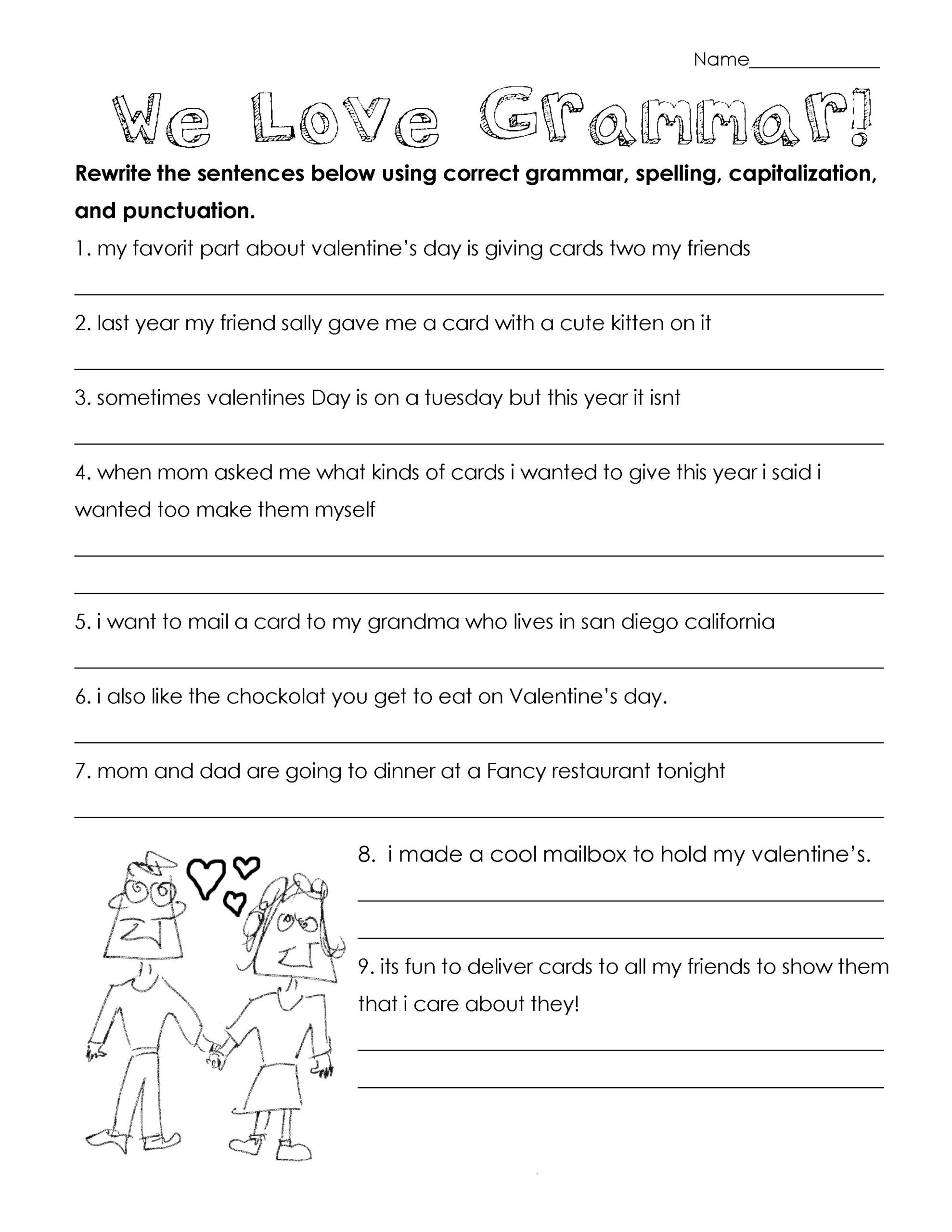 Language Worksheets For 3rd Grade Printable Language Worksheets