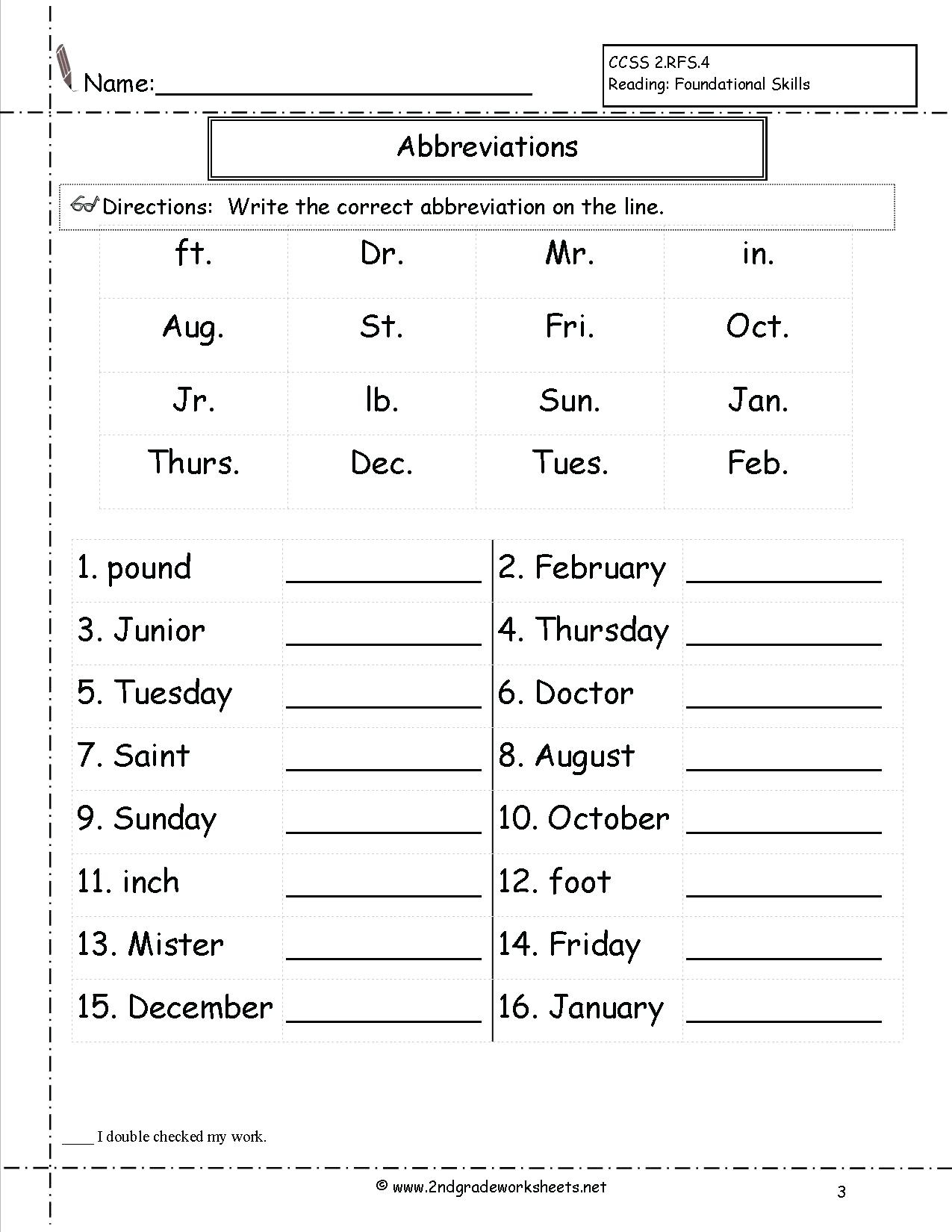 4Th Grade Printable Worksheets Language Arts Printable Worksheets