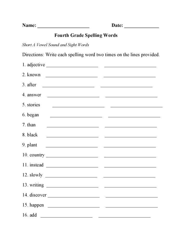 Printable Language Worksheets For 4th Grade
