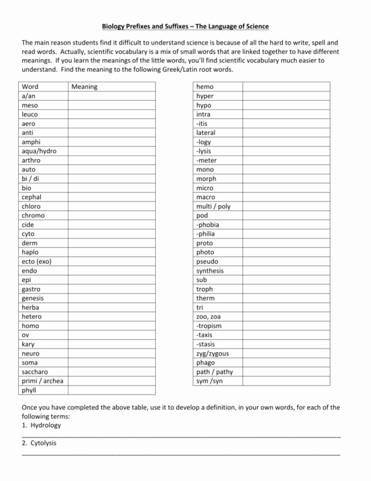 The Language Of Science Worksheet Answer Key