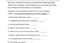 7th Grade Figurative Language Worksheets With Answers Pdf