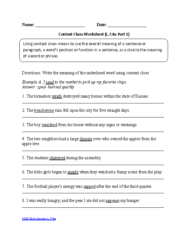 7Th Grade Language Arts Worksheets With Answers Proper And Common 