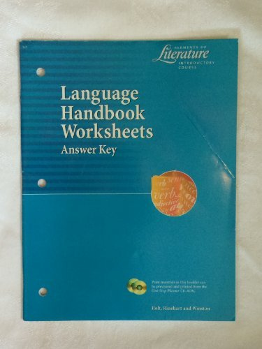 Elements Of Literature Language Handbook Worksheets Answer Key