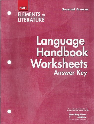 9780030739293 Language Handbook Worksheets Answer Key Elements Of 