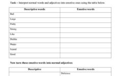 Adjectives And Emotive Language Worksheet Free ESL Printable