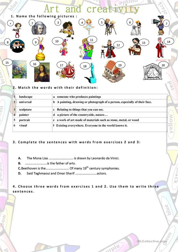 Art Vocabulary English Esl Worksheets Vocabulary Worksheets 