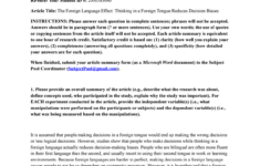 Article Summary Form Psychology Subject Pool PSY 101 StuDocu