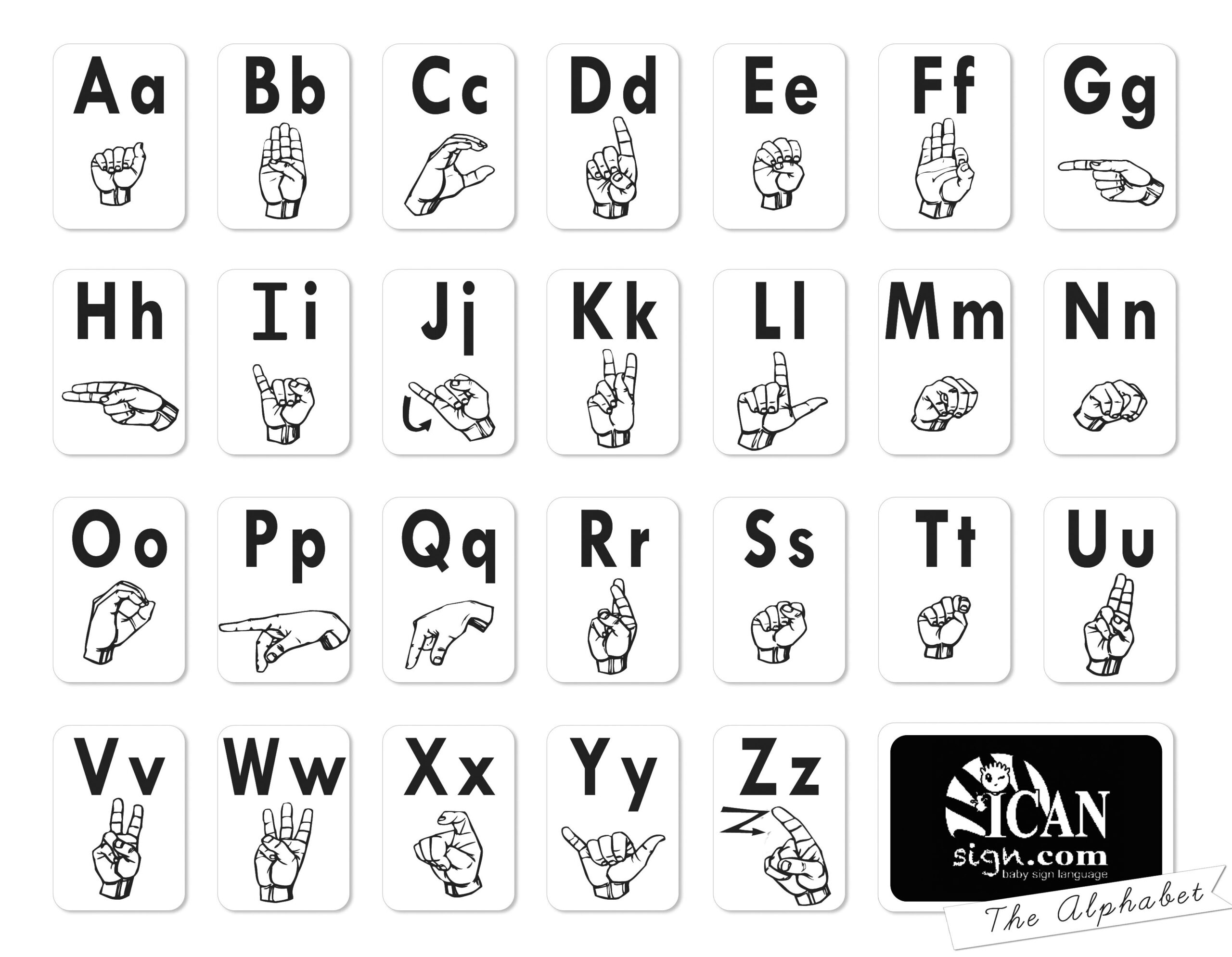 ASL Alphabet Chart Free Printable Alphabet Chart In Black And White 