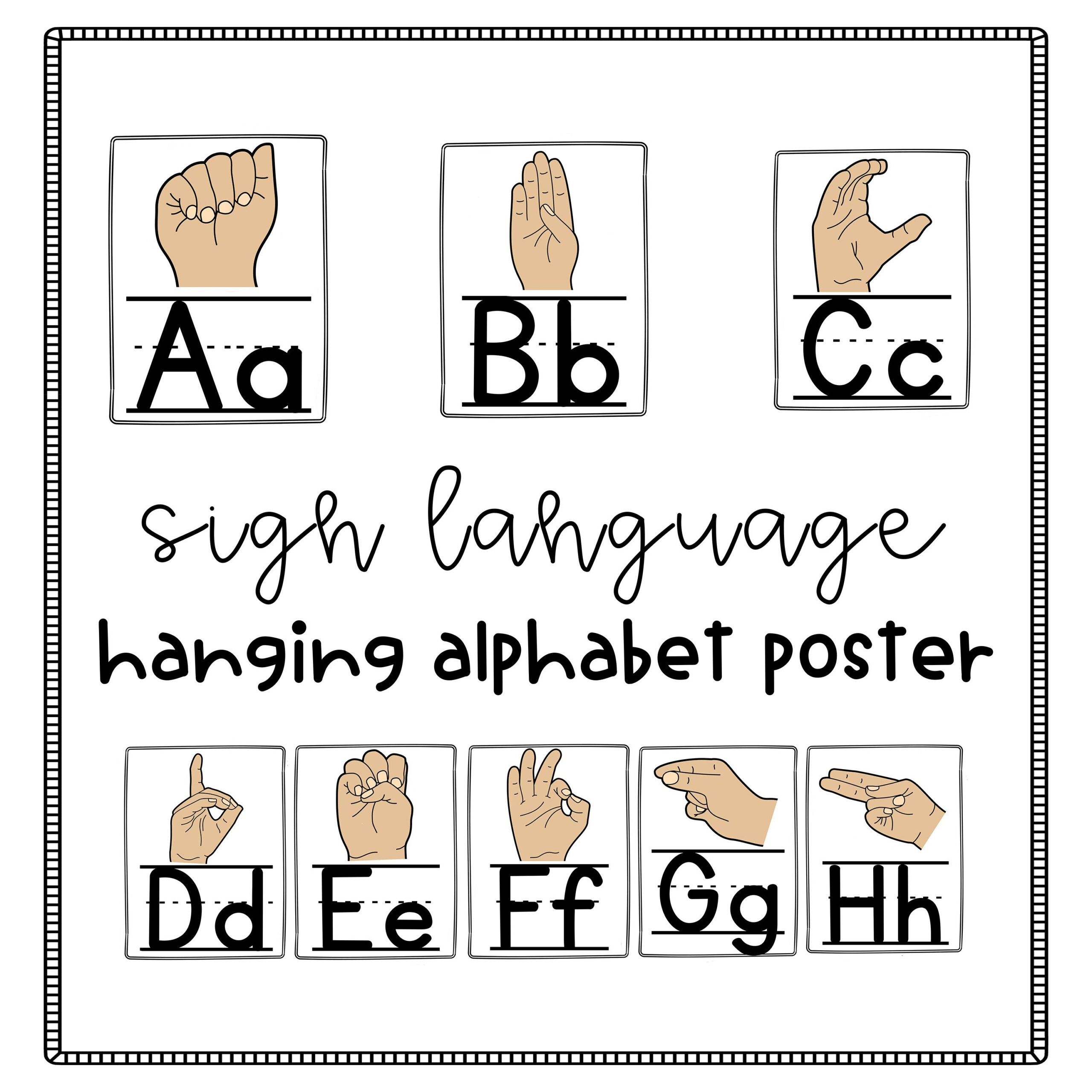 ASL Sign Language Classroom Alphabet Poster Sign Language Alphabet 