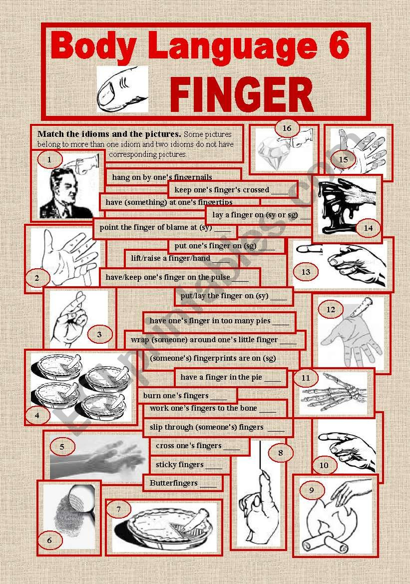 Body Language 6 ESL Worksheet By Htunde