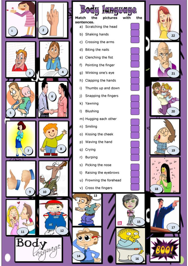 Body Language For Kids Worksheet