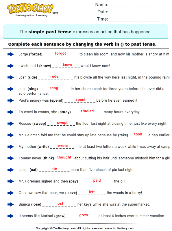 English Language Change Worksheet Answers