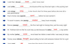 Change The Verbs To Past Tense Form Answer Simple Past Tense English