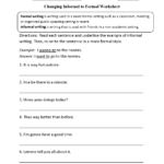 Changing Informal To Formal Worksheet Word Problem Worksheets Word