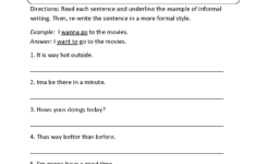 Changing Informal To Formal Worksheet Word Problem Worksheets Word