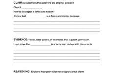 Claims Evidence Reasoning Worksheet