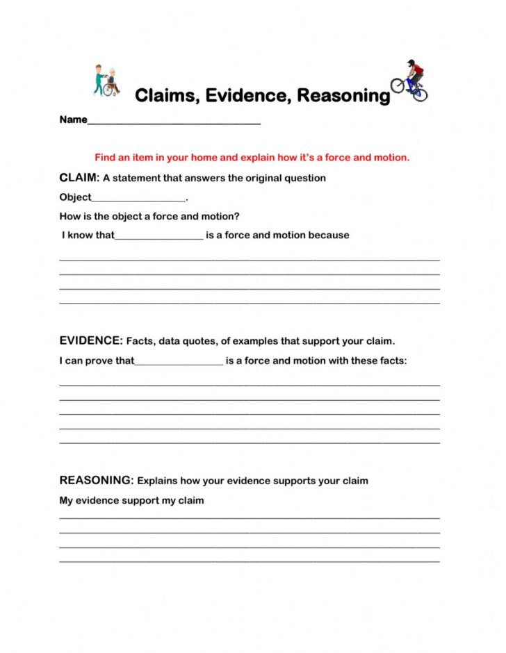 Claims Evidence Reasoning Worksheet Language Worksheets