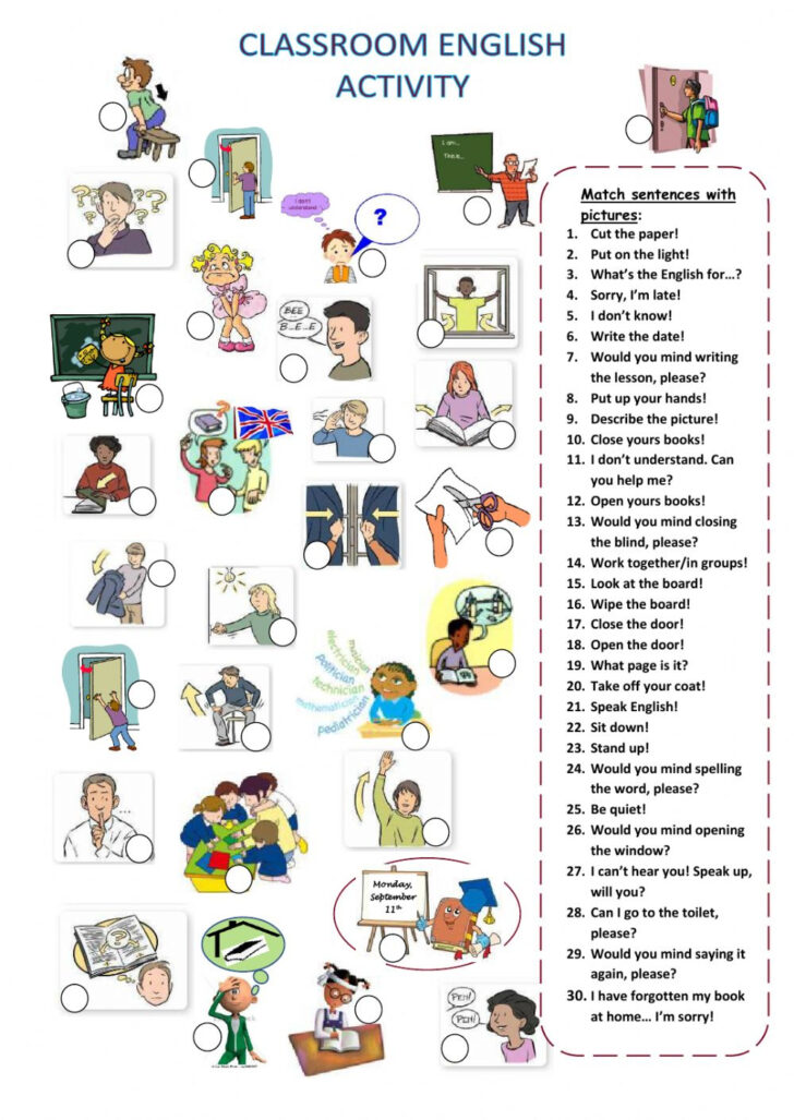 Classroom Language Activities Worksheet