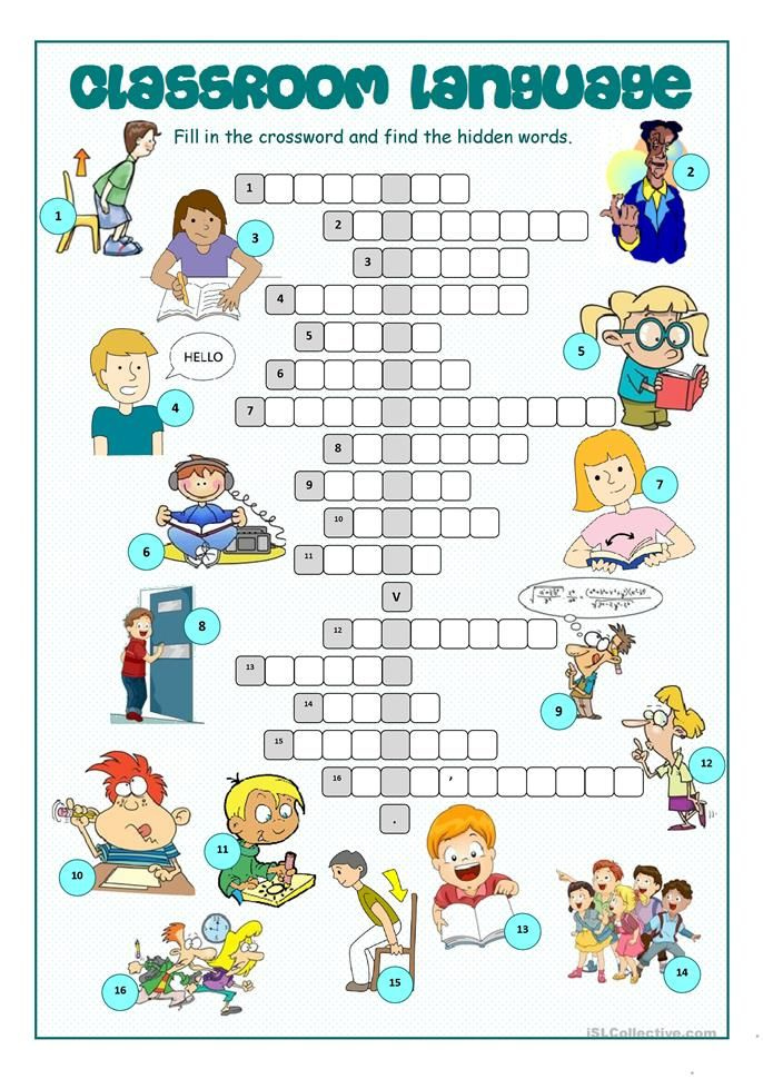Classroom Language Crossword Puzzle English ESL Worksheets 