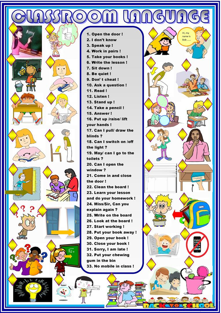 Classroom Language English ESL Worksheets For Distance Learning And 