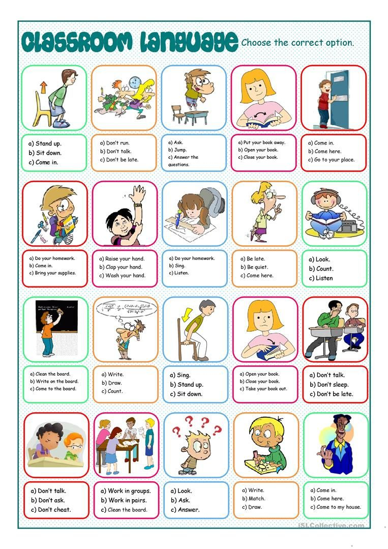 Classroom Language Multiple Choice Worksheet Free ESL Printable 