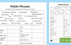 Common Phrases Table Worksheet Worksheet Polish