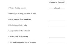 Concrete And Abstract Nouns Worksheet Parts Of Speech Activity