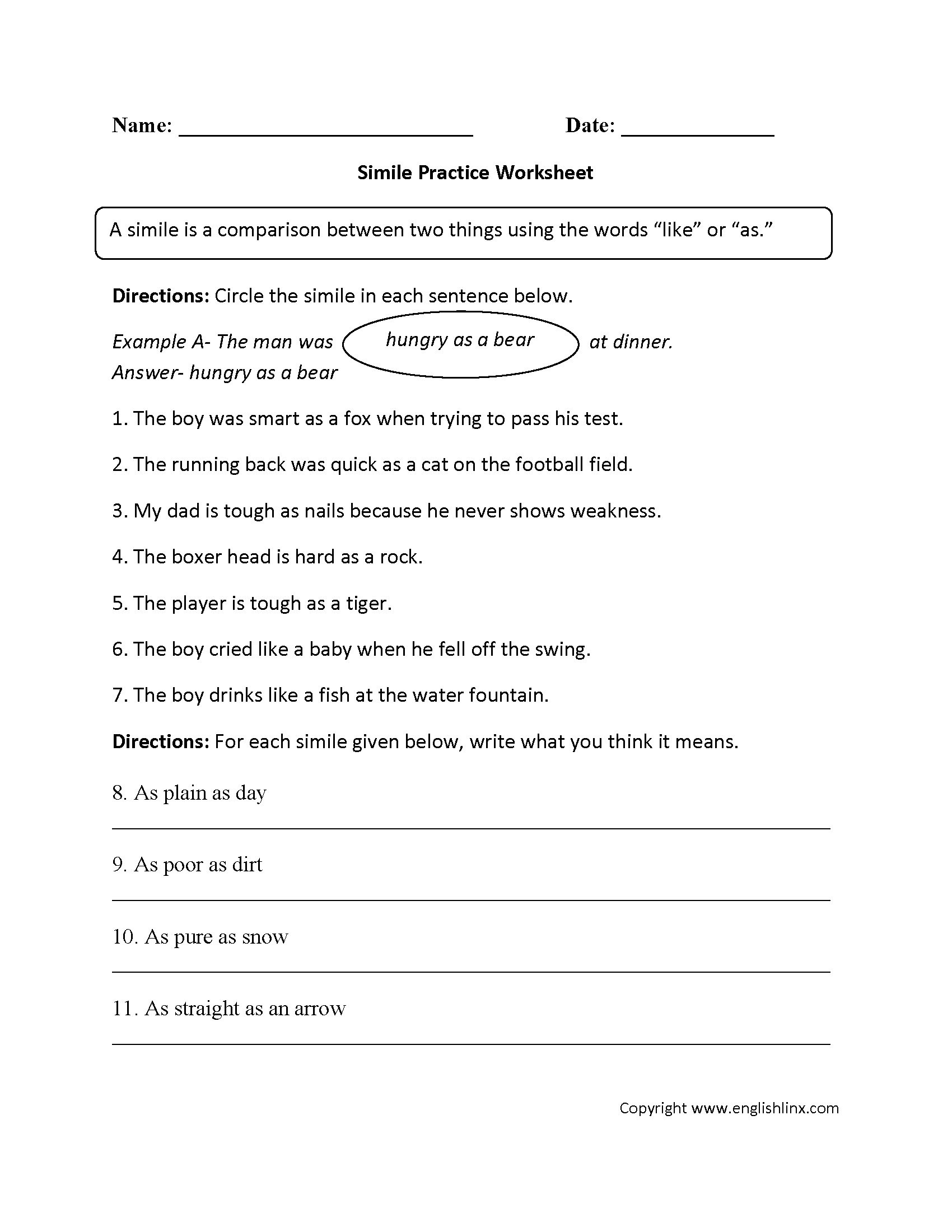 Content By Subject Worksheets Figurative Language Worksheets 