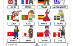 COUNTRIES AND NATIONALITIES 1 WS Worksheet Free ESL Printable