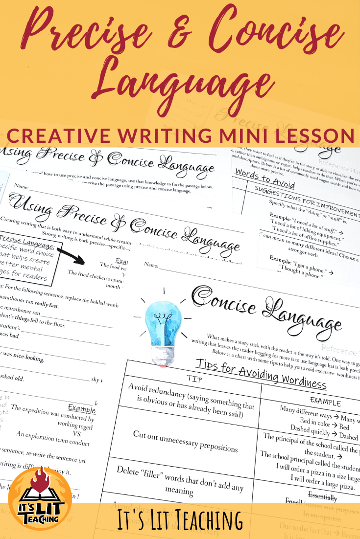 Creative Writing Workshop Precise And Concise Language Mini Lesson In 