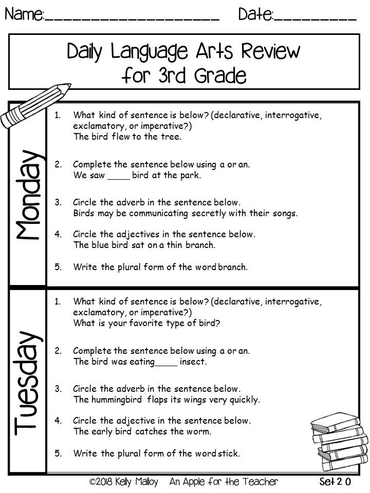Daily Language Arts Review For 3rd Grade Daily Language Review 