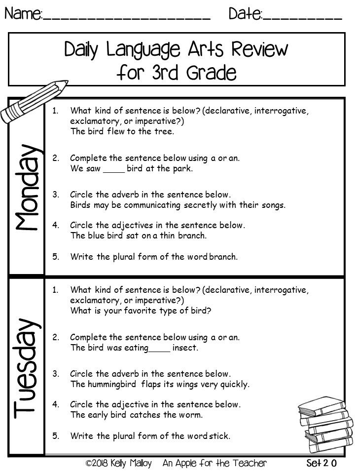 Language Arts Review Worksheets