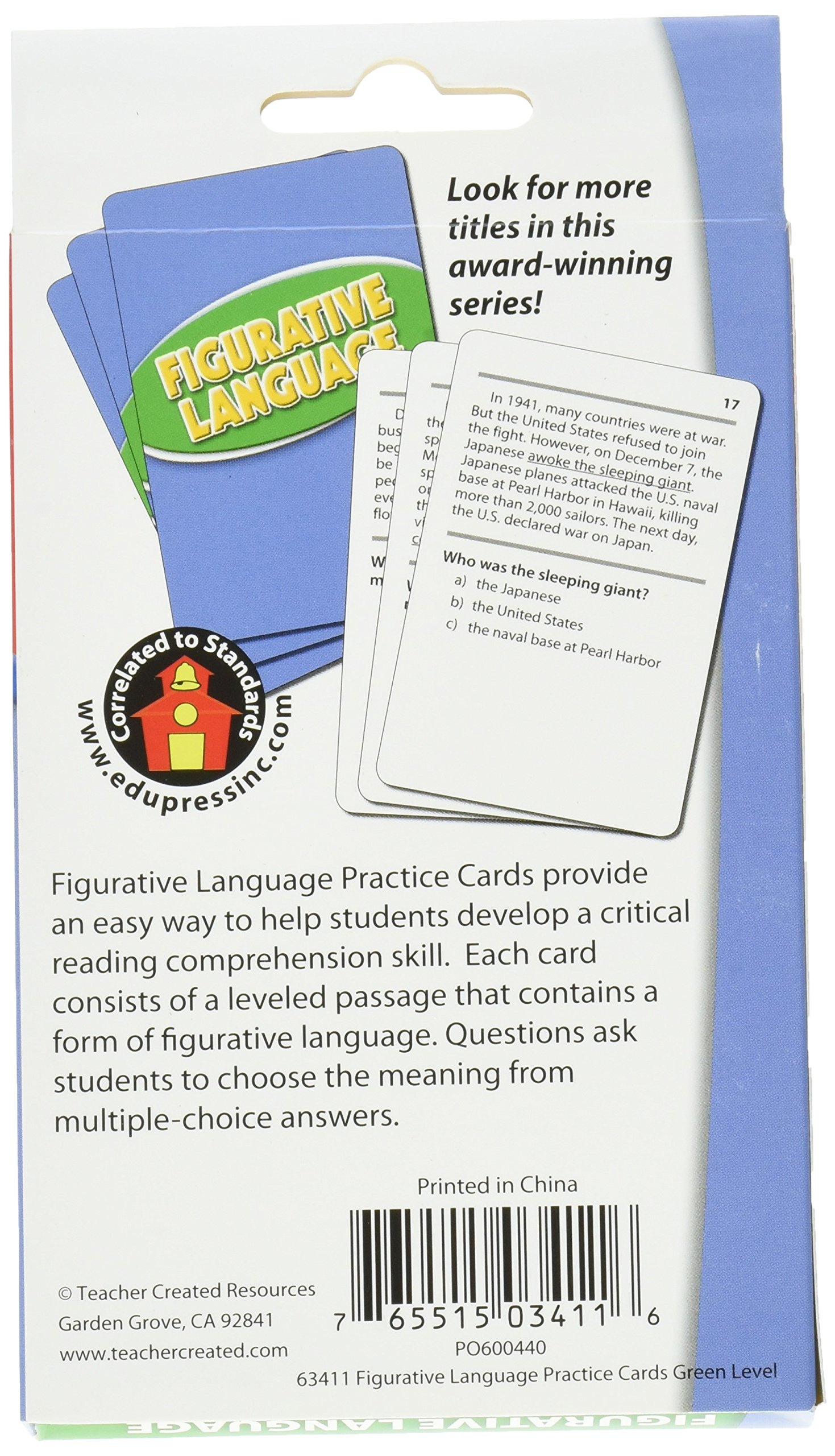 Edupress Reading Comprehension Practice Cards Figurative Language 