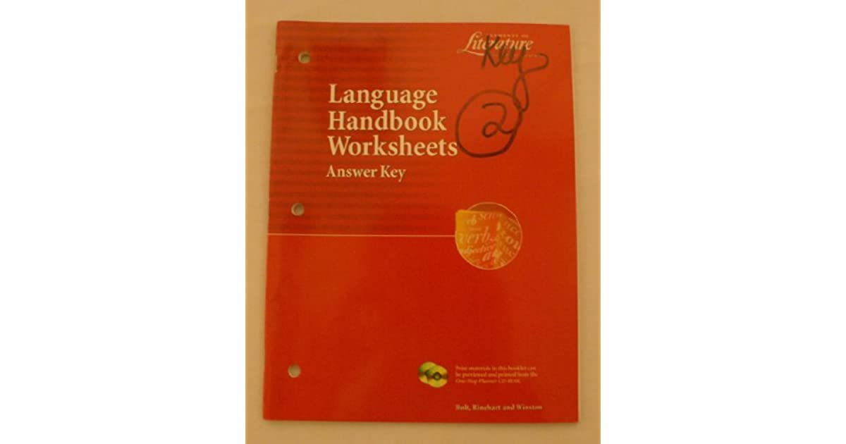 Elements Of Literature Second Course Language Handbook Worksheets 