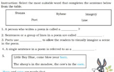 Elements Of Poetry Online Worksheet