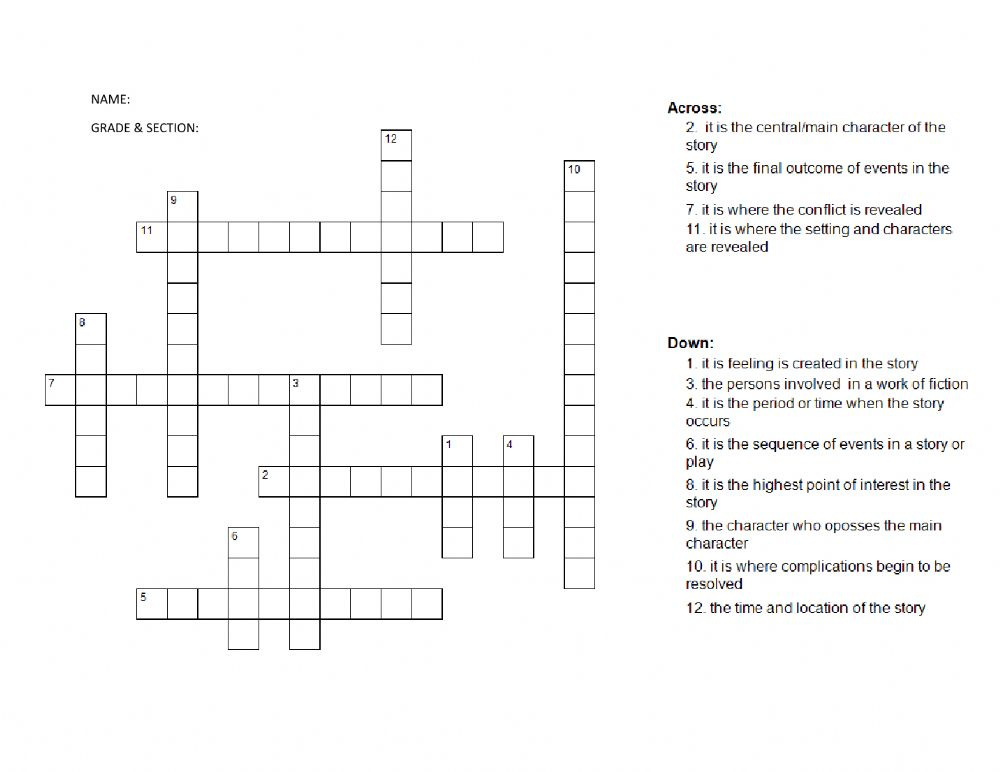 Elements Of Short Story Worksheet