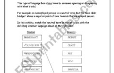 Emotive Language ESL Worksheet By Tracks66