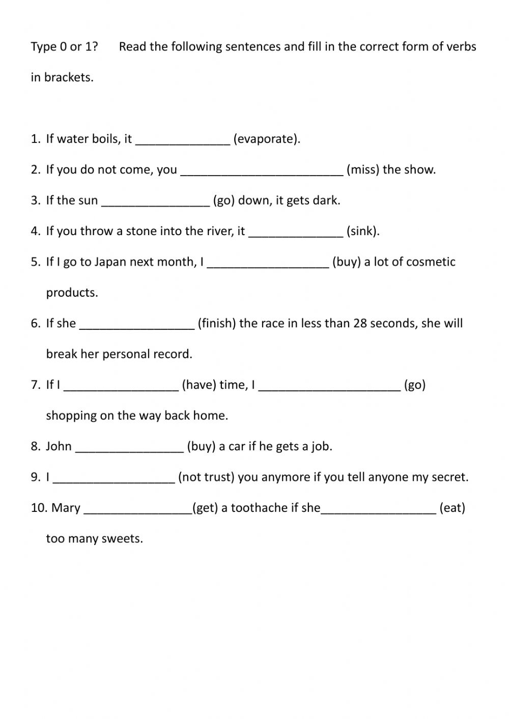 English Grade 8 Worksheet