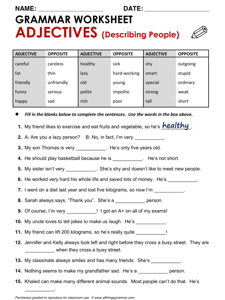 English Grammar Worksheets For Grade 8 With Answers