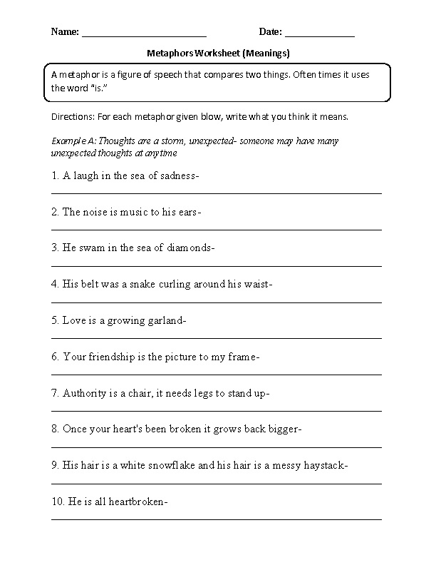 Englishlinx Figures Of Speech Worksheets Language Worksheets 