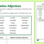 Evaluative Adjectives Sorting Activity Teacher Made