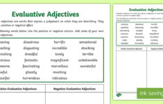 Evaluative Adjectives Sorting Activity teacher Made