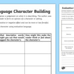 Evaluative Language Character Building Worksheet