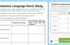 Evaluative Language Novel Study Activity teacher Made