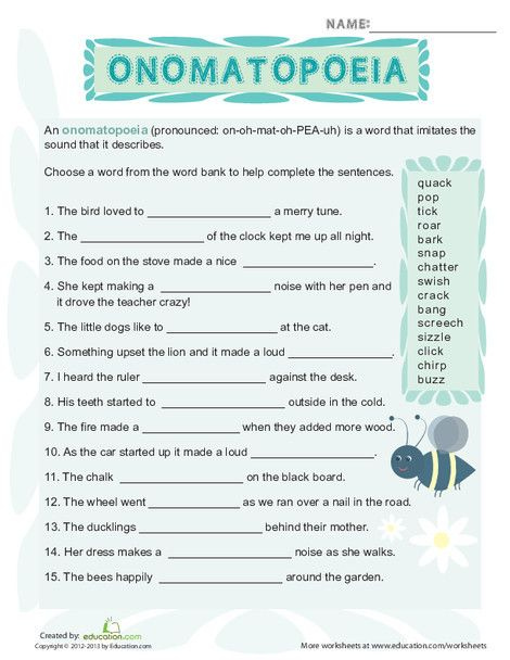 Fifth Grade Reading Writing Worksheets What Is Onomatopoeia 