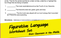 Figurative Language And Imagery Activity Sheets For Upper Elementary