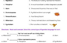 Figurative Language And Sound Devices Worksheet